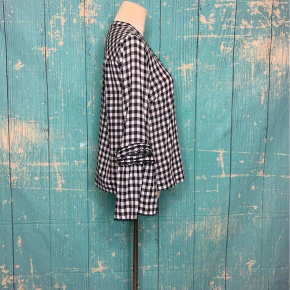 J.Crew black white long sleeves gingham tunic top blouse size 4 - Picture 8 of 8